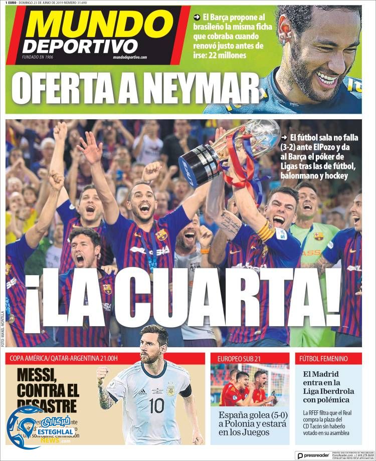 روزنامه ورزشی موندو دپورتیوو یکشنبه 2 تیر 1398