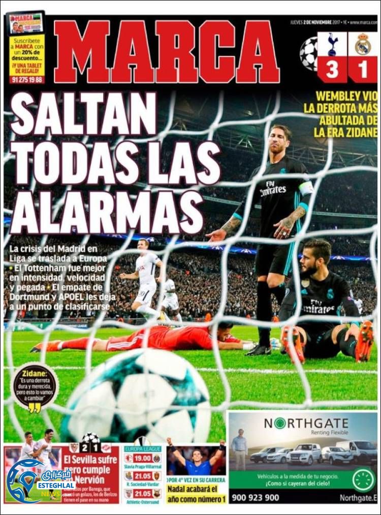 روزنامه مارکا پنجشنبه 11 آبان 1396 