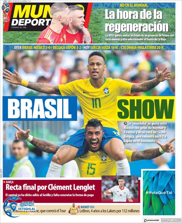 روزنامه ورزشی موندو دپورتیوو سه شنبه 12 تیر 1397