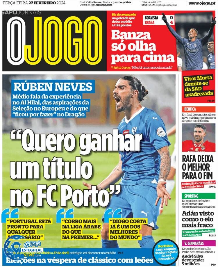 روزنامه ورزشی اوچوگو سه شنبه 8 اسفند 1402 