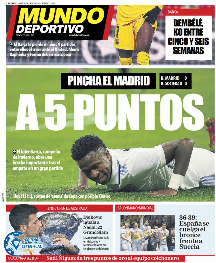 روزنامه ورزشی آموندودپورتیوو دوشنبه 10 بهمن 1401  