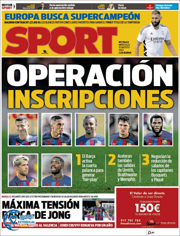 روزنامه اسپورت چهارشنبه 19 مرداد 1401  