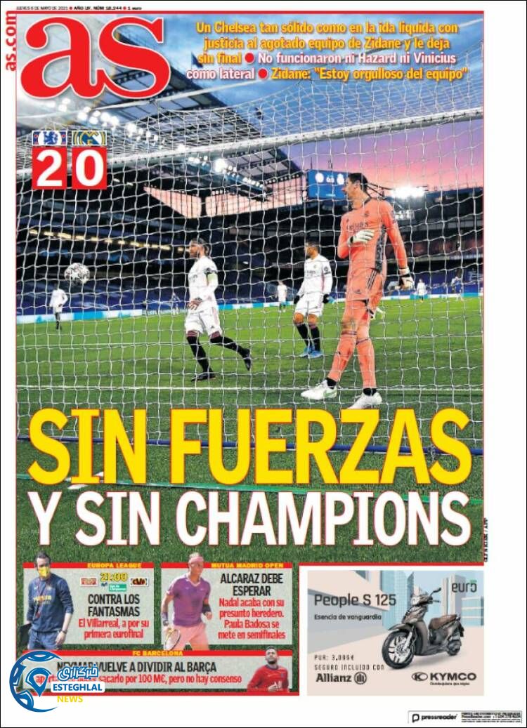 روزنامه ورزشی آ اس پنجشنبه 16 اردیبهشت 1400