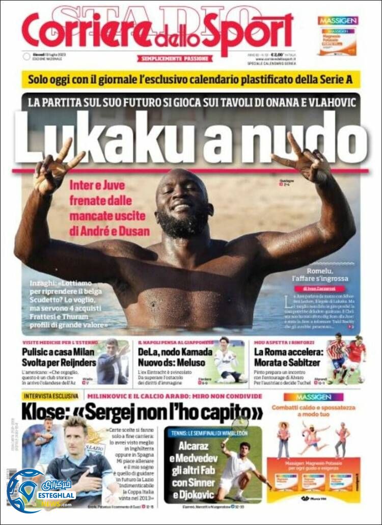 روزنامه ورزشی کوریره دلو اسپورت پنجشنبه 22 تیر 1402 