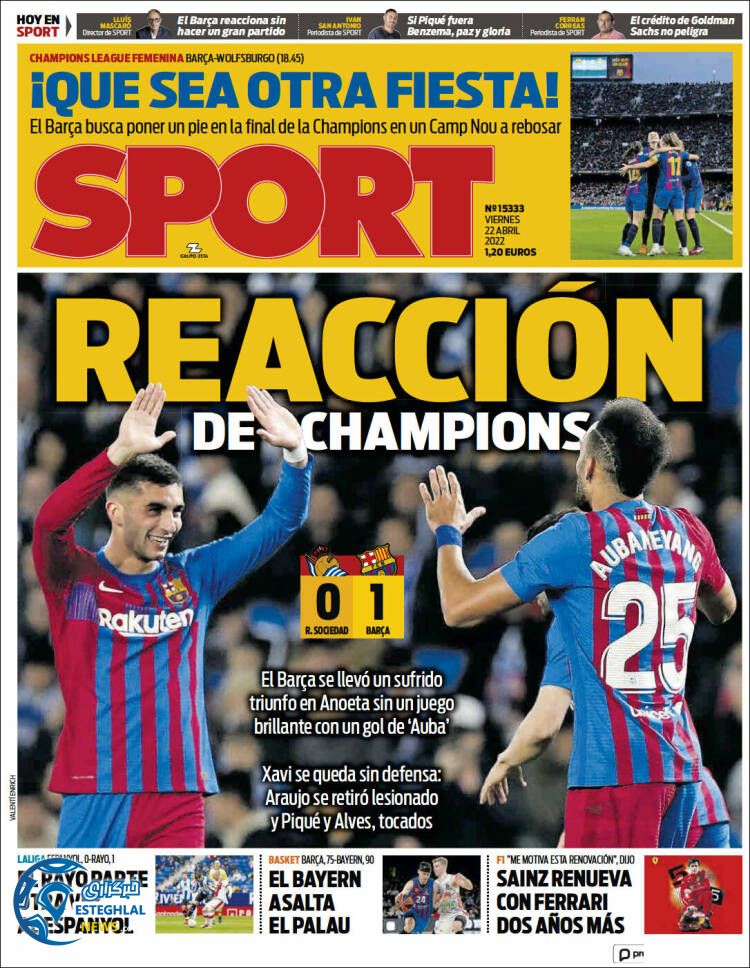 روزنامه ورزشی اسپورت جمعه 2 اردیبهشت 1401