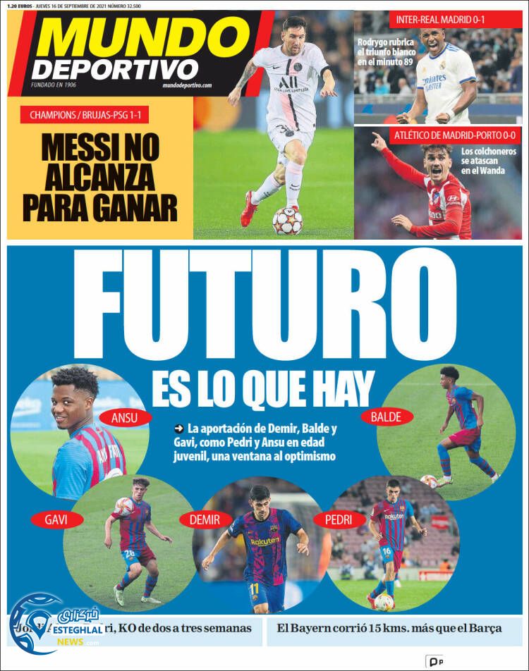 روزنامه ورزشی موندو دپورتیوو پنجشنبه 25 شهریور 1400