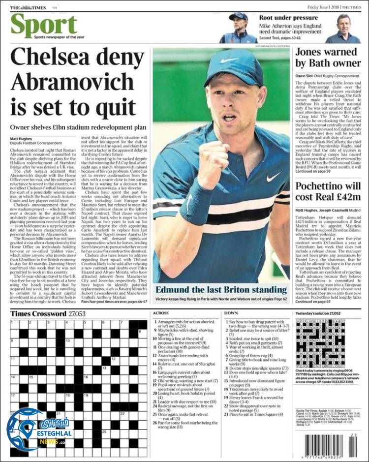 روزنامه ورزشی تایم اسپورت جمعه 11 خرداد 1397