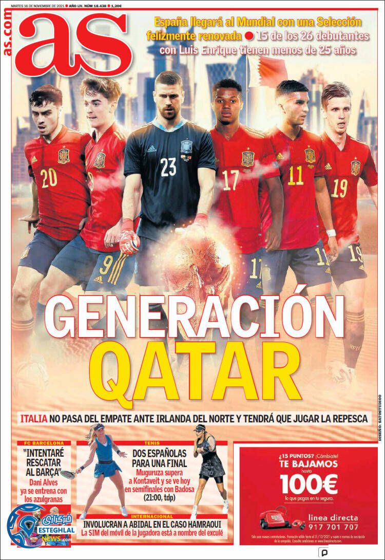 روزنامه ورزشی آ اس سه شنبه 25 آبان 1400