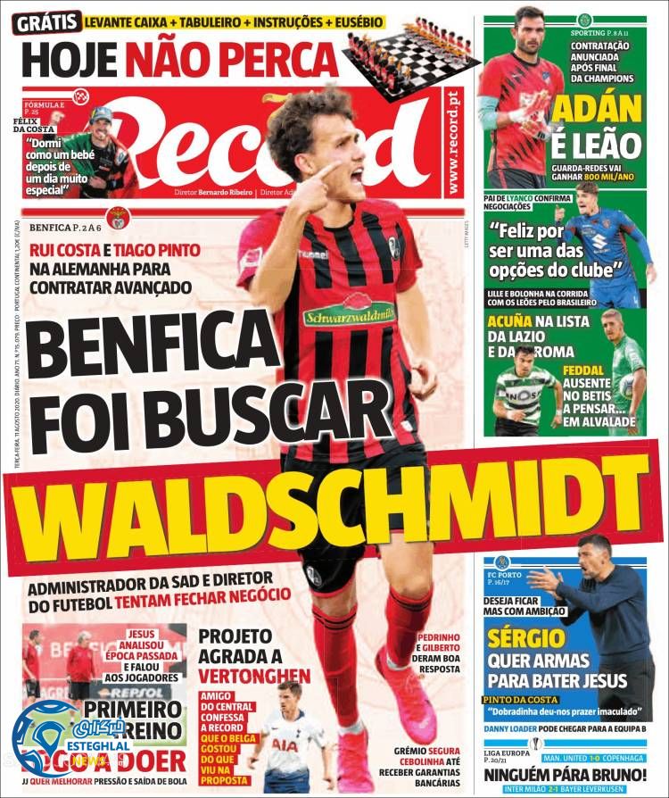 روزنامه ورزشی رکورد سه شنبه 21 مرداد 1399