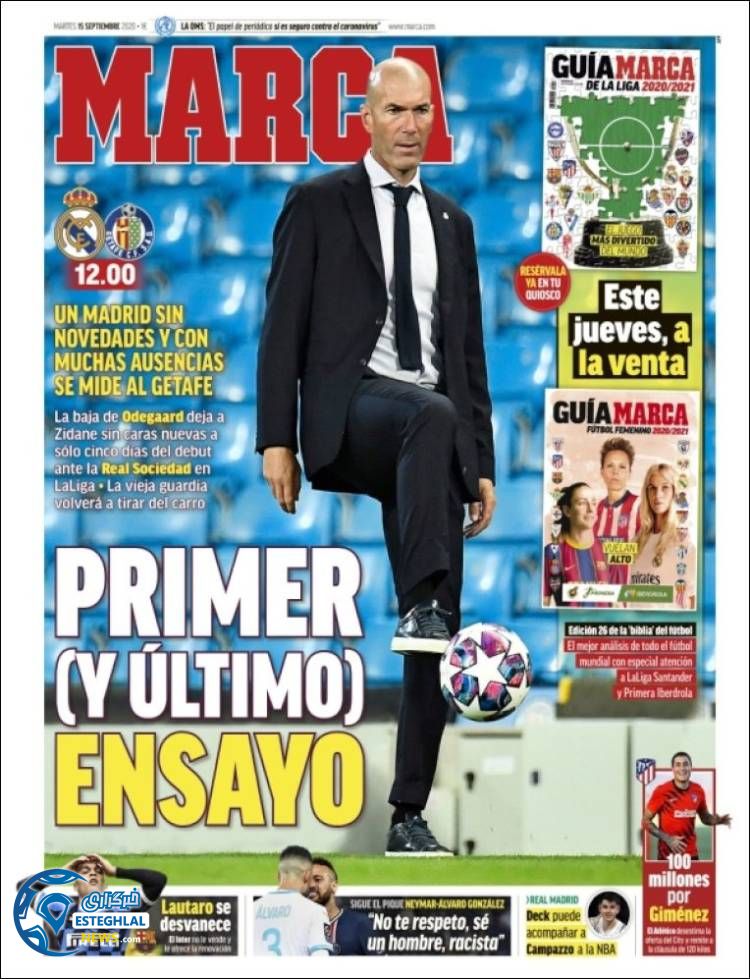 روزنامه  ورزشی مارکا سه شنبه 25 شهریور 1399