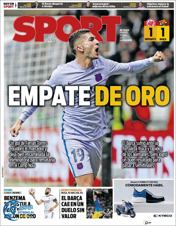 روزنامه ورزشی اسپورت جمعه 19 فروردین 1401