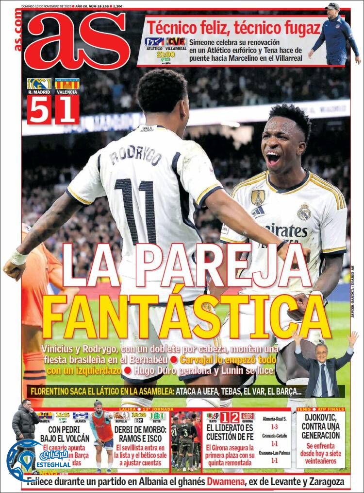 روزنامه ورزشی آ اس یکشنبه 21 آبان 1402 