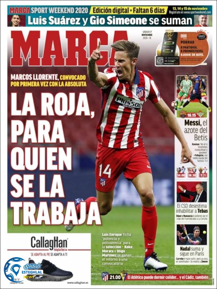 روزنامه ورزشی مارکا شنبه 17 آبان 1399