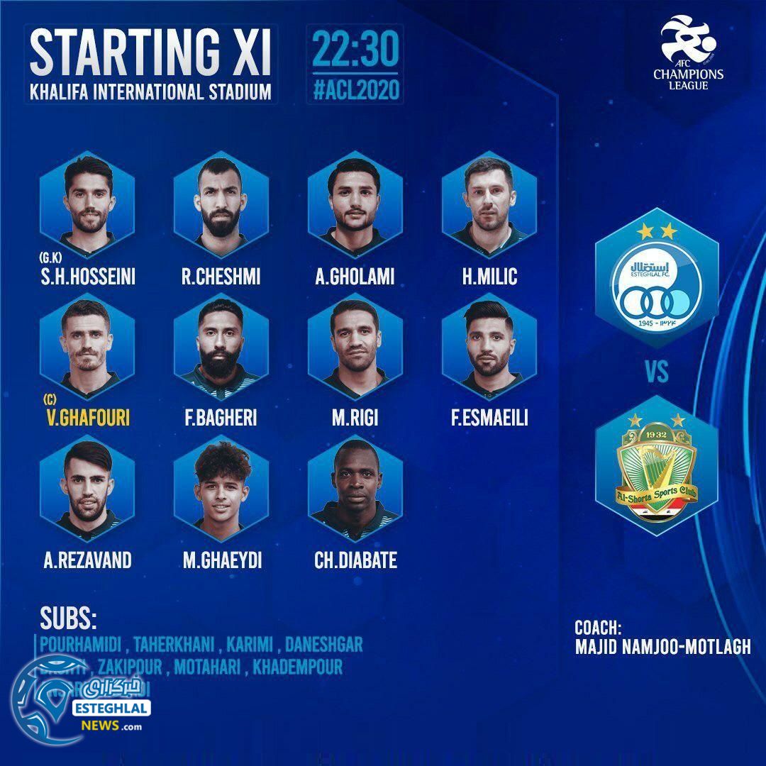 ترکیب استقلال ایران مقابل الشرطه عراق