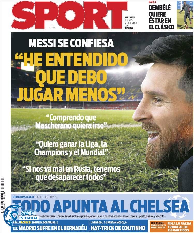 روزنامه ورزشی اسپورت پنجشنبه 16 آذر 1396