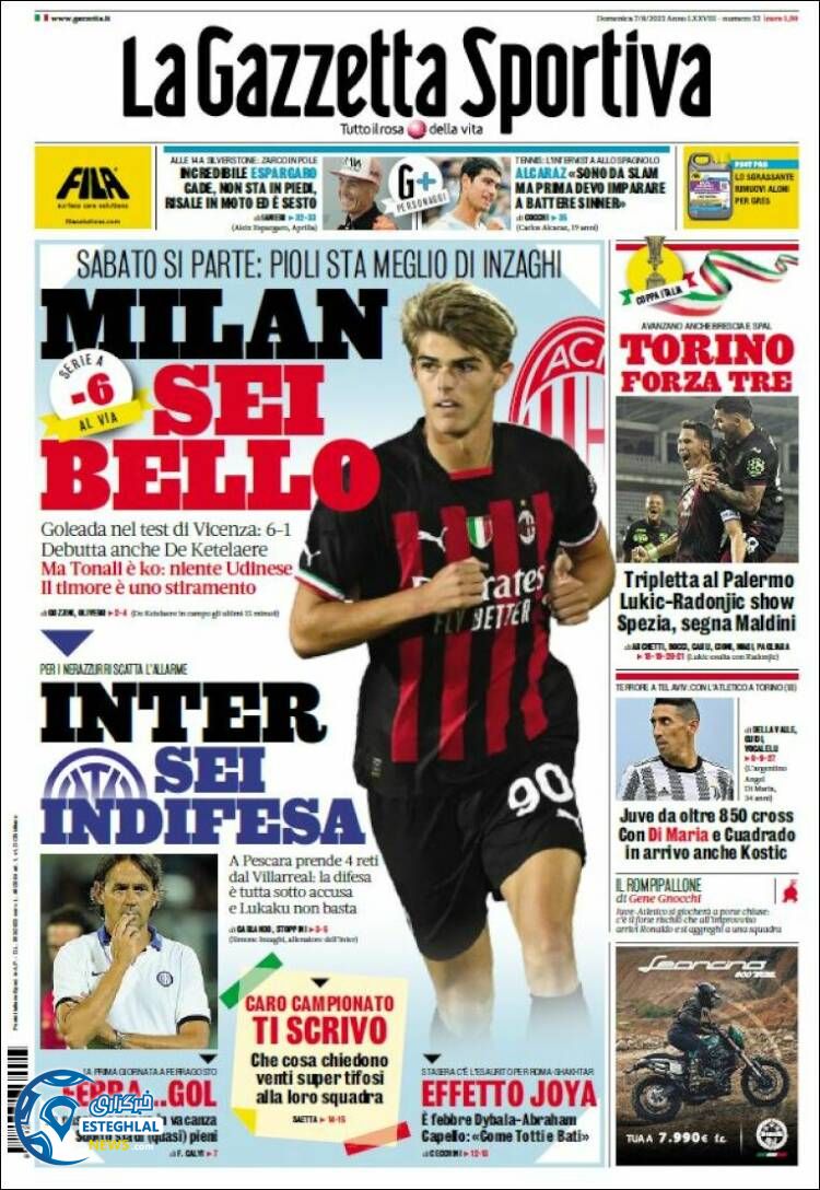 روزنامه ورزشی گاتزتا دلو اسپورت یکشنبه 16 مرداد 1401