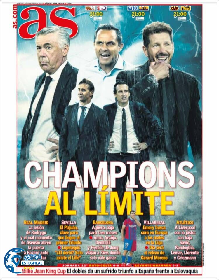 روزنامه ورزشی آ اس سه شنبه 11 آبان 1400