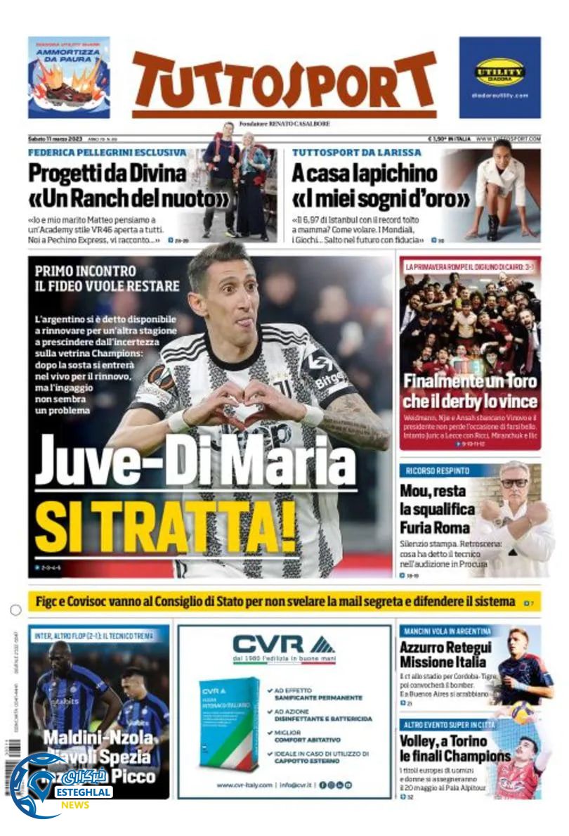 روزنامه ورزشی توتو اسپورت شنبه 20 اسفند 1401 