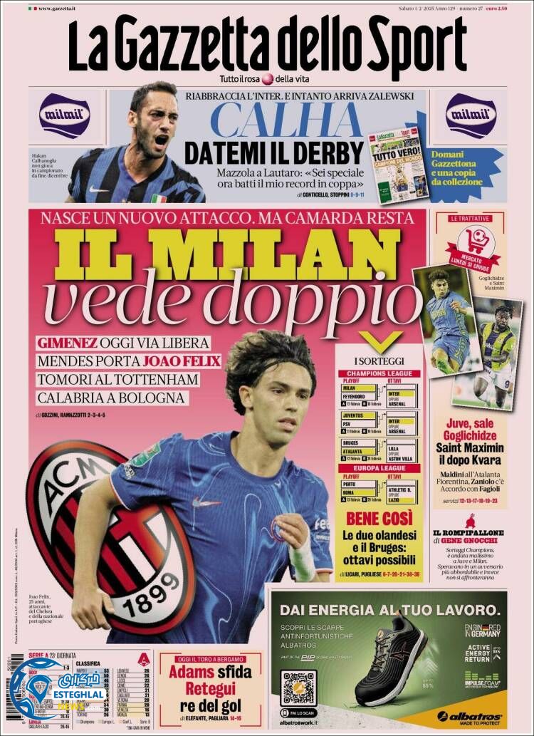 روزنامه ورزشی  گاتزتا دلو اسپورت شنبه 13 بهمن 1403 