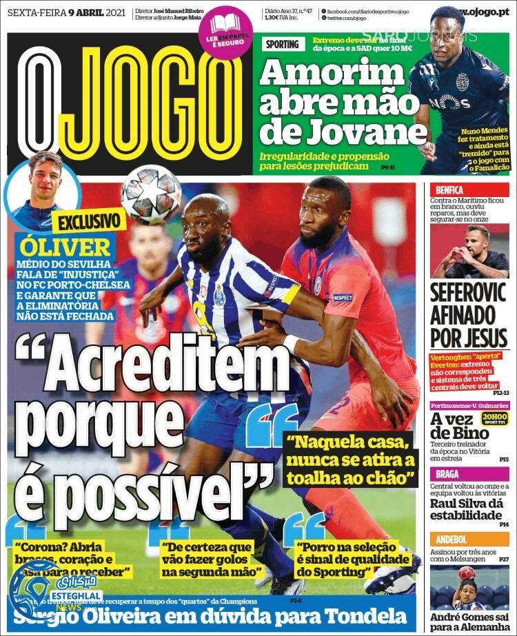 روزنامه ورزشی جوگو جمعه 20 فروردین 1400