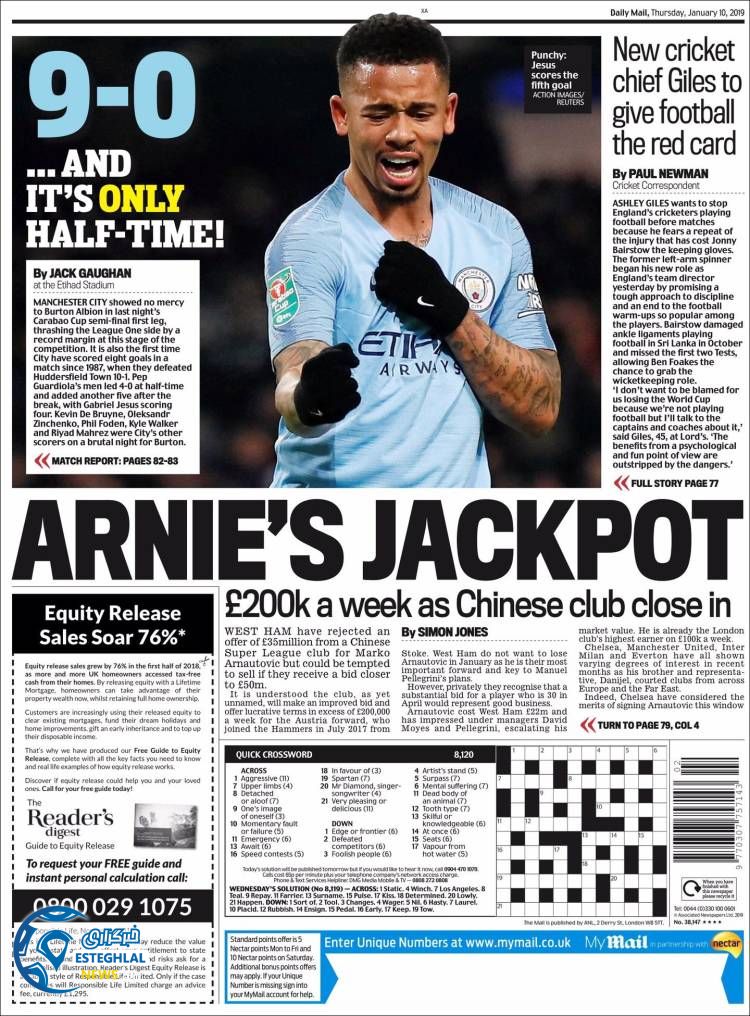 روزنامه ورزشی مایل اسپورت پنجشنبه 20 دی 1397