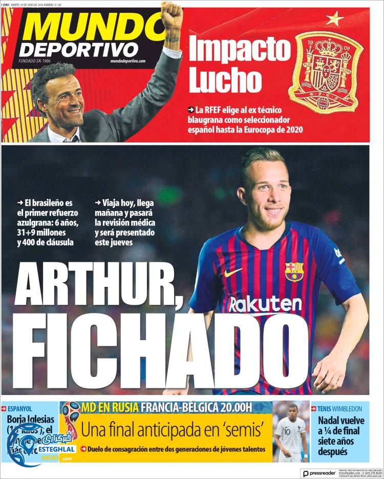 روزنامه ورزشی موندو دپورتیوو سه شنبه 19 تیر 1397