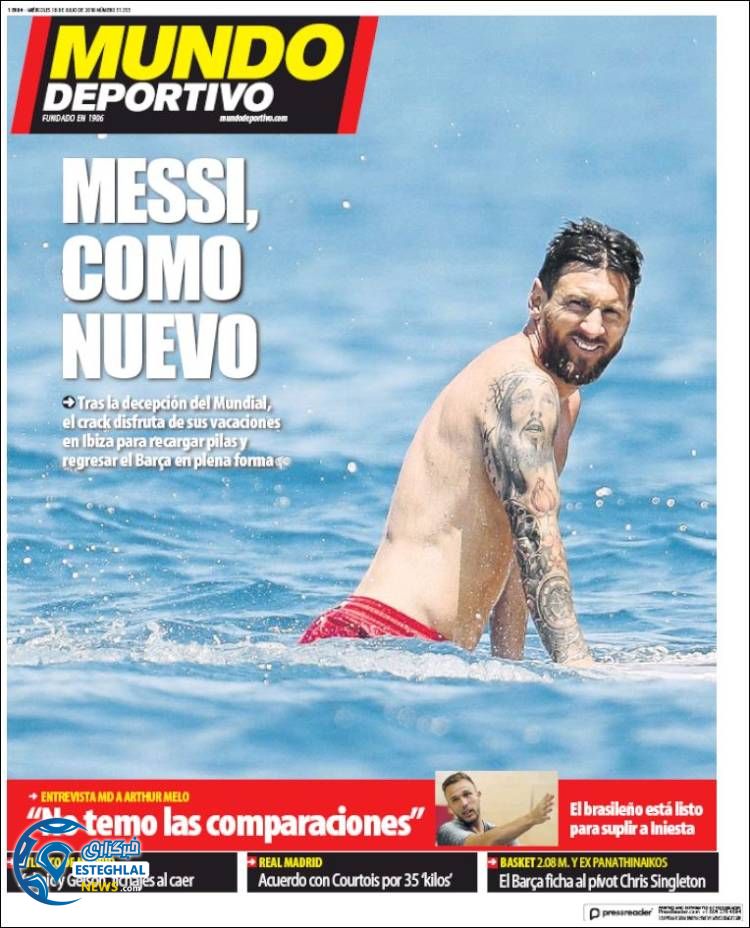 روزنامه ورزشی موندو دپورتیوو چهارشنبه 27 تیر 1397