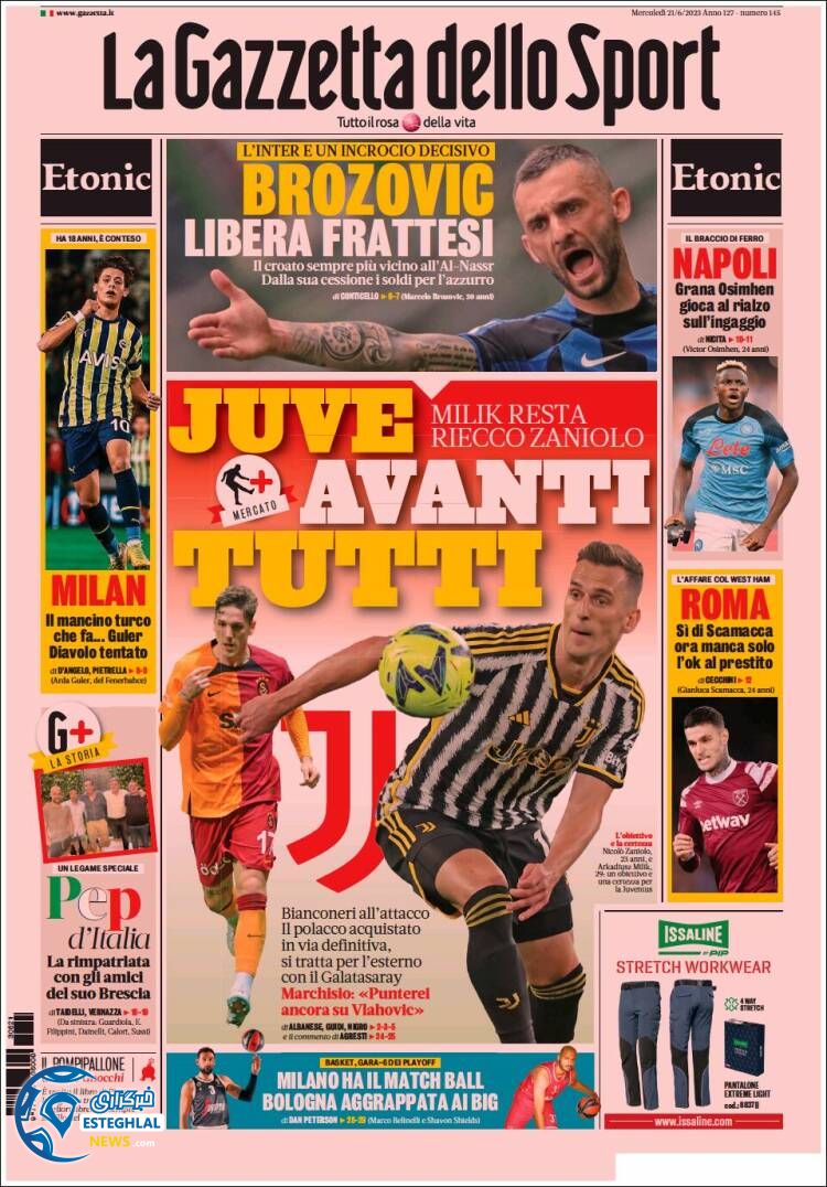 روزنامه ورزشی گلتزتا دلو اسپورت چهارشنبه 31 خرداد 1402 