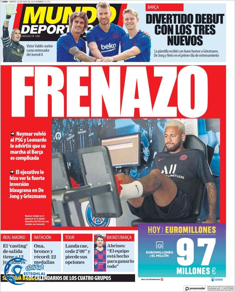 روزنامه ورزشی موندو دپورتیوو سه شنبه 25 تیر 1398