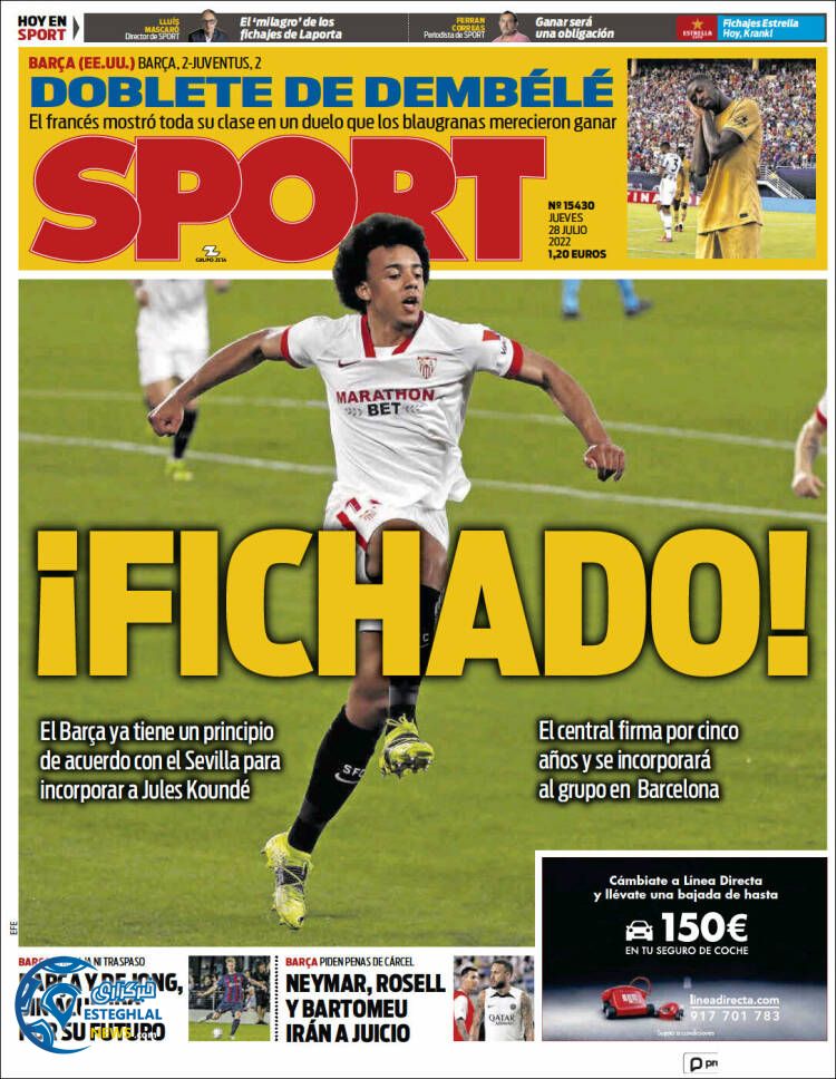 روزنامه ورزشی اسپورت پنجشنبه 6 مرداد 1401