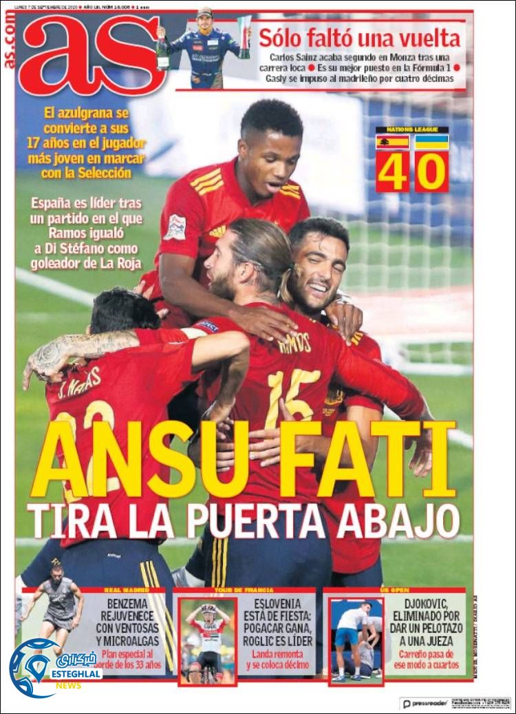 روزنامه ورزشی آاس دوشنبه 17 شهریور 1399