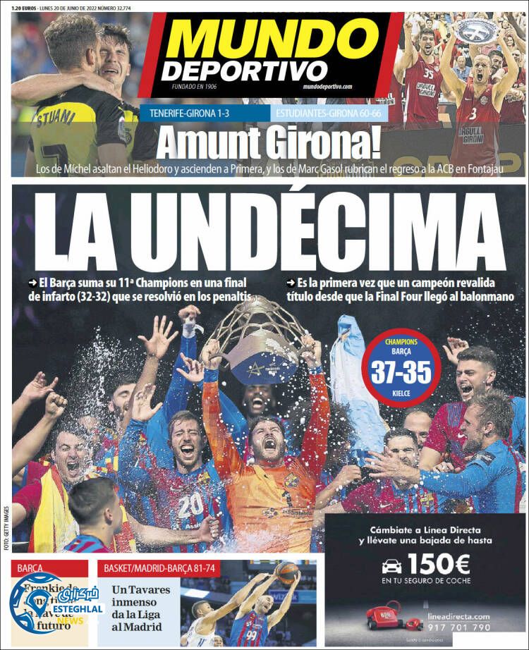 روزنامه ورزشی موندو دپورتیوو دوشنبه 30 خرداد 1401