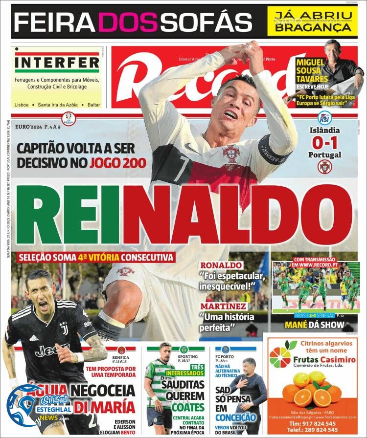 روزنامه ورزشی رکورد چهارشنبه 31 خرداد 1402 