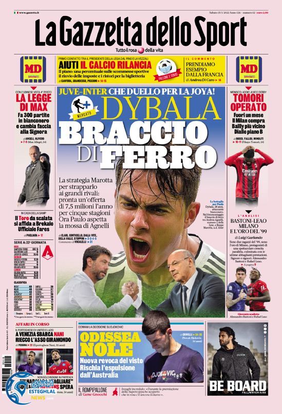 روزنامه ورزشی گاتزتا دلو اسپورت شنبه 25 دی 1400