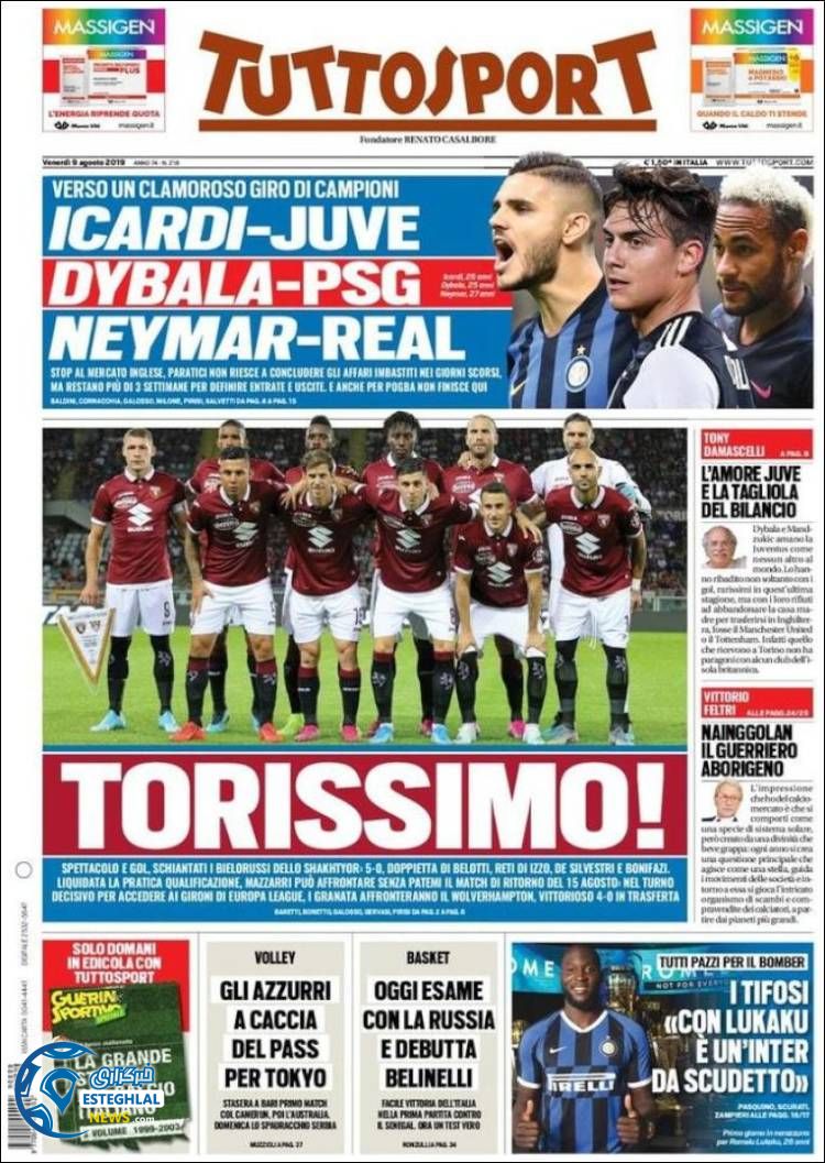 روزنامه ورزشی توتو اسپورت جمعه 18 مرداد 1398