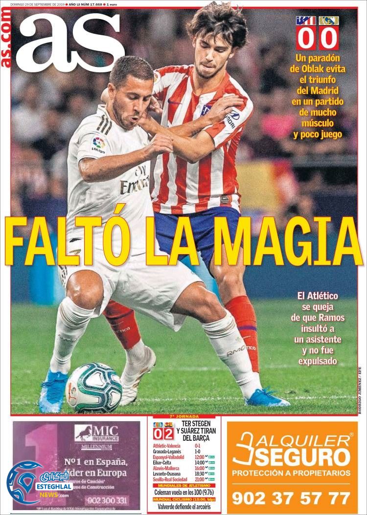 روزنامه ورزشی آاس یکشنبه 7 مهر 1398 