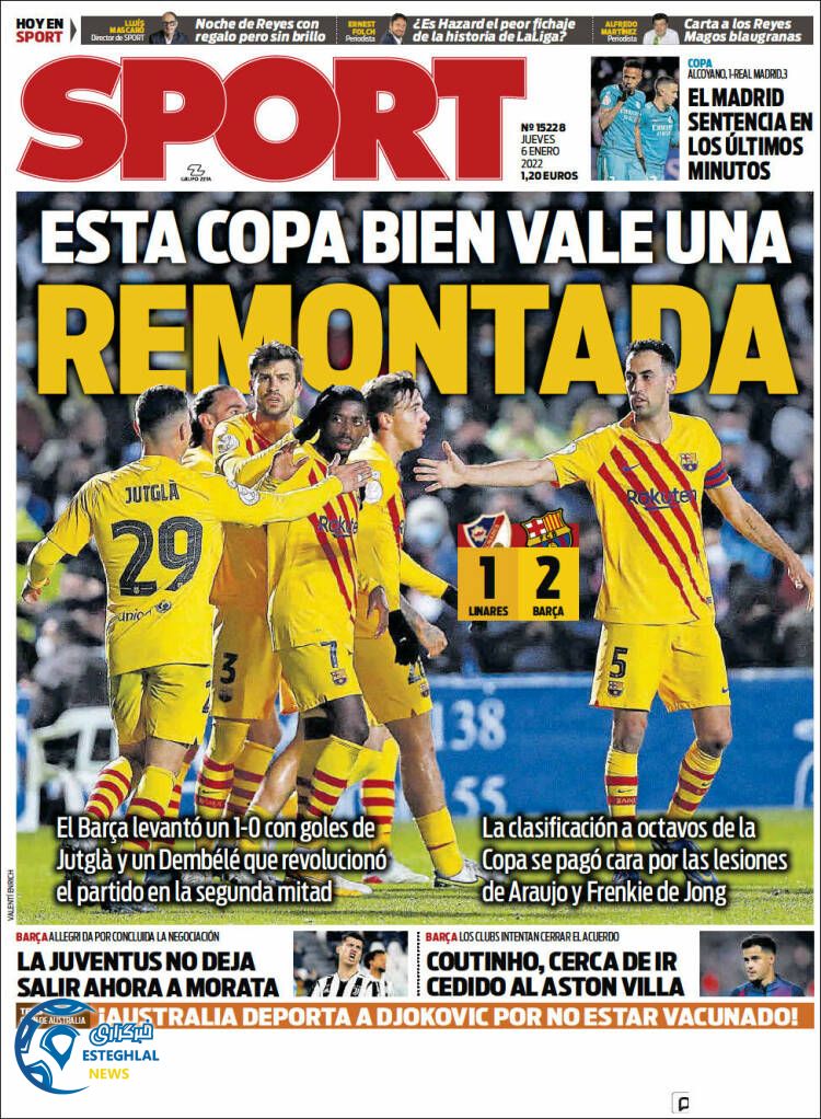 روزنامه ورزشی اسپورت پنجشنبه 16 دی 1400