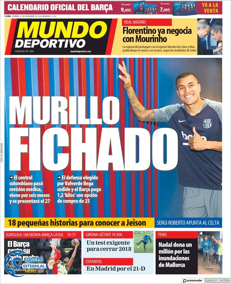 روزنامه موندو دپورتیوو جمعه 30 آذر 1397