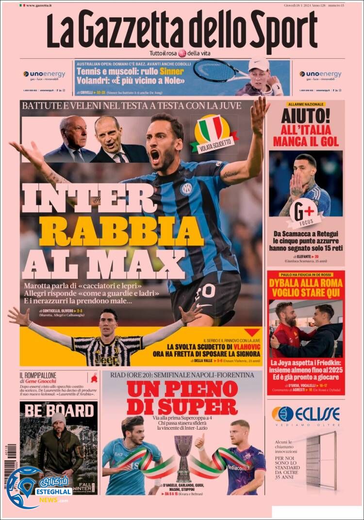 روزنامه  ورزشی گاتزتا لو اسپورت پنچشنبه 28 دی 1402 