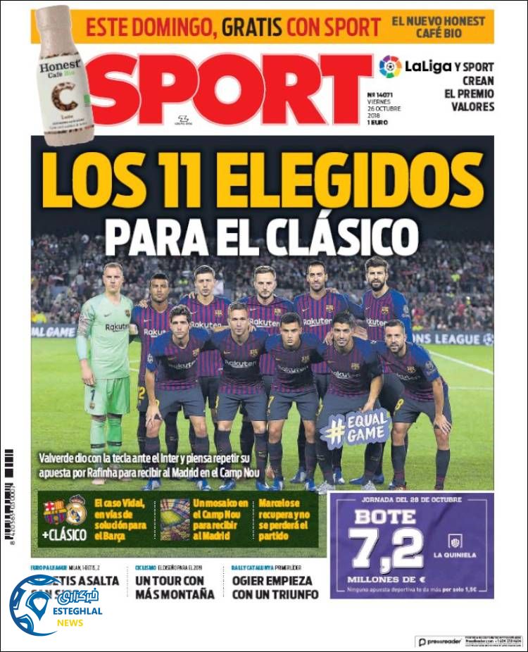 روزنامه ورزشی اسپورت جمعه 4 آبان 1397