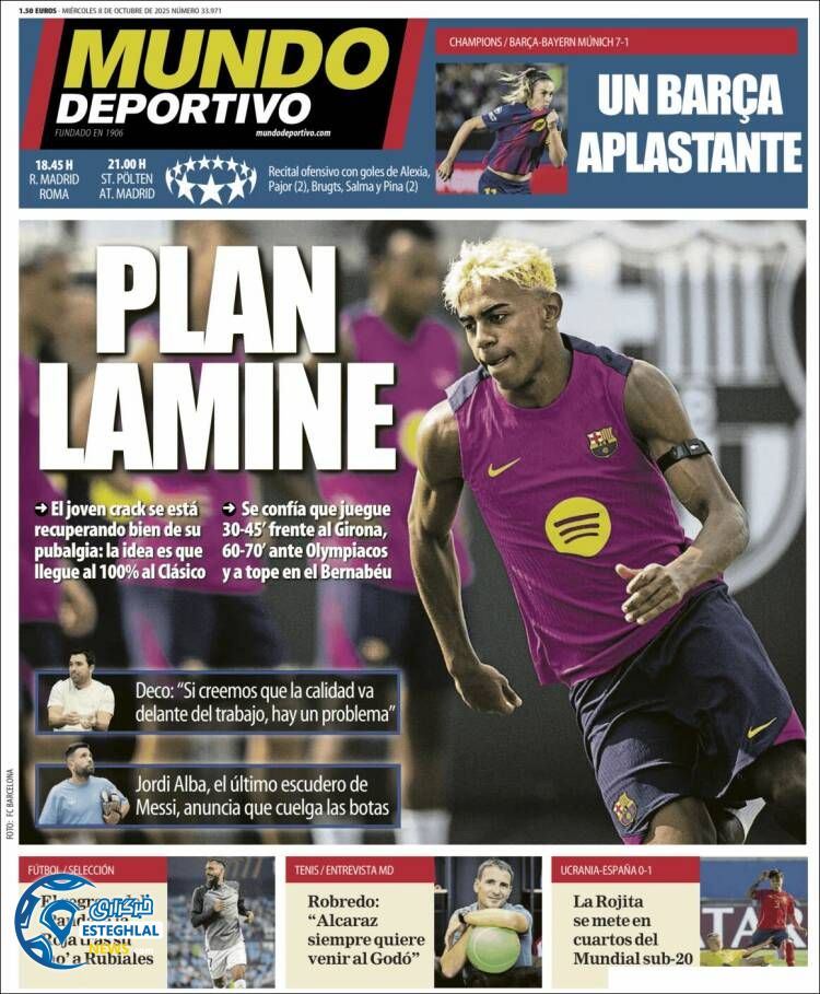 روزنامه ورزشی موندو دپورتیوو چهازشنبه 16 مهر 1404  