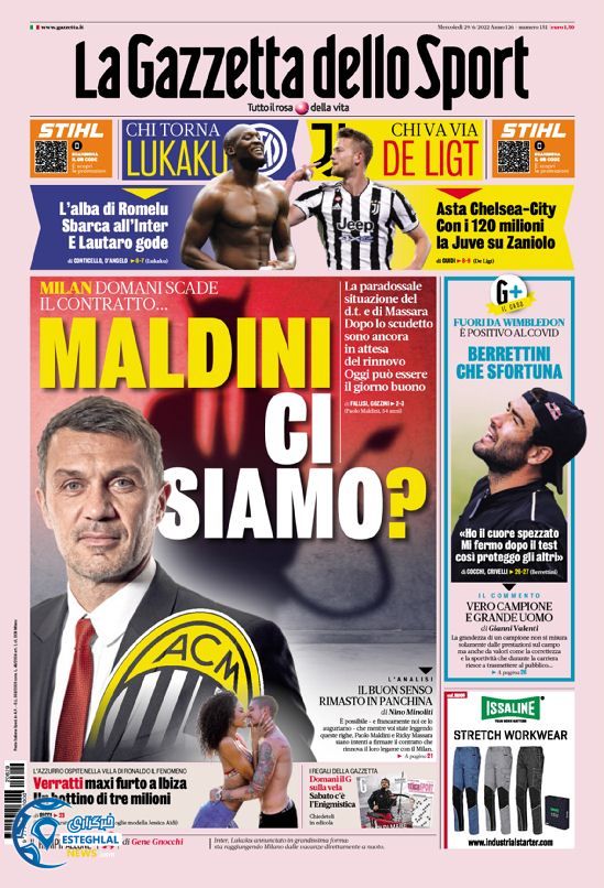 روزنامه ورزشی گاتزتا دلو اسپورت چهارشنبه 8 تیر 1401