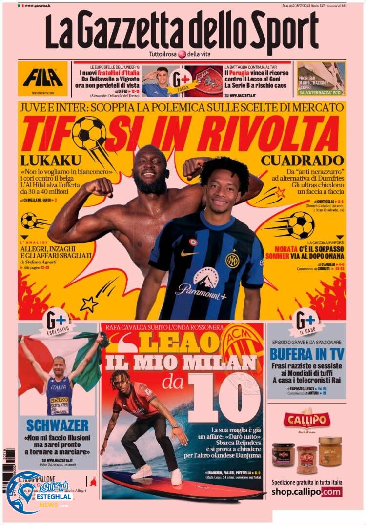 روزنامه ورزشی گاتزتا دلو اسپورت سه شنبه 27 تیر 1402 