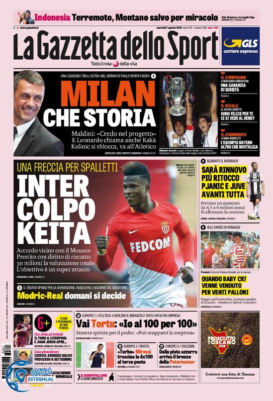 روزنامه ورزشی گاتزتا دلو اسپورت سه شنبه 16 مرداد 1397