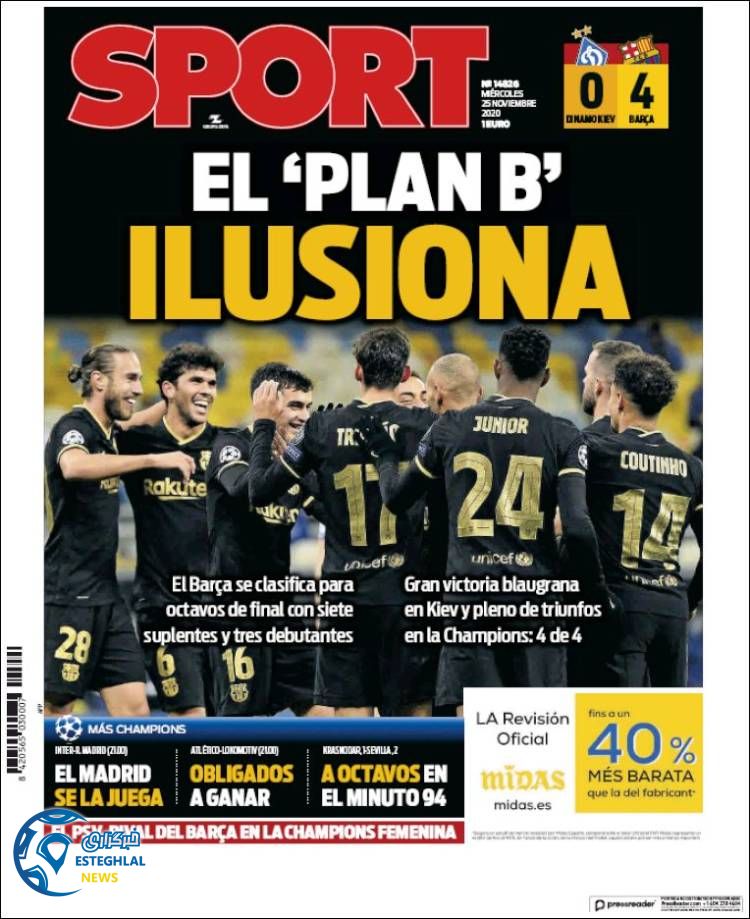 روزنامه ورزشی اسپورت چهارشنبه 5 آذر 1399