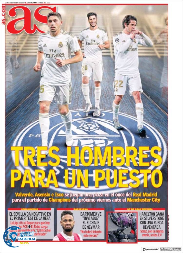 روزنامه ورزشی آاس دوشنبه 13 مرداد 1399