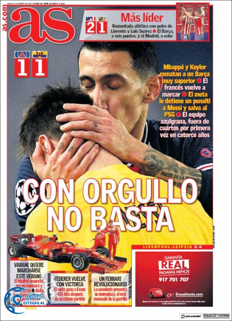 روزنامه ورزشی آاس پنجشنبه 21 اسفند 1399