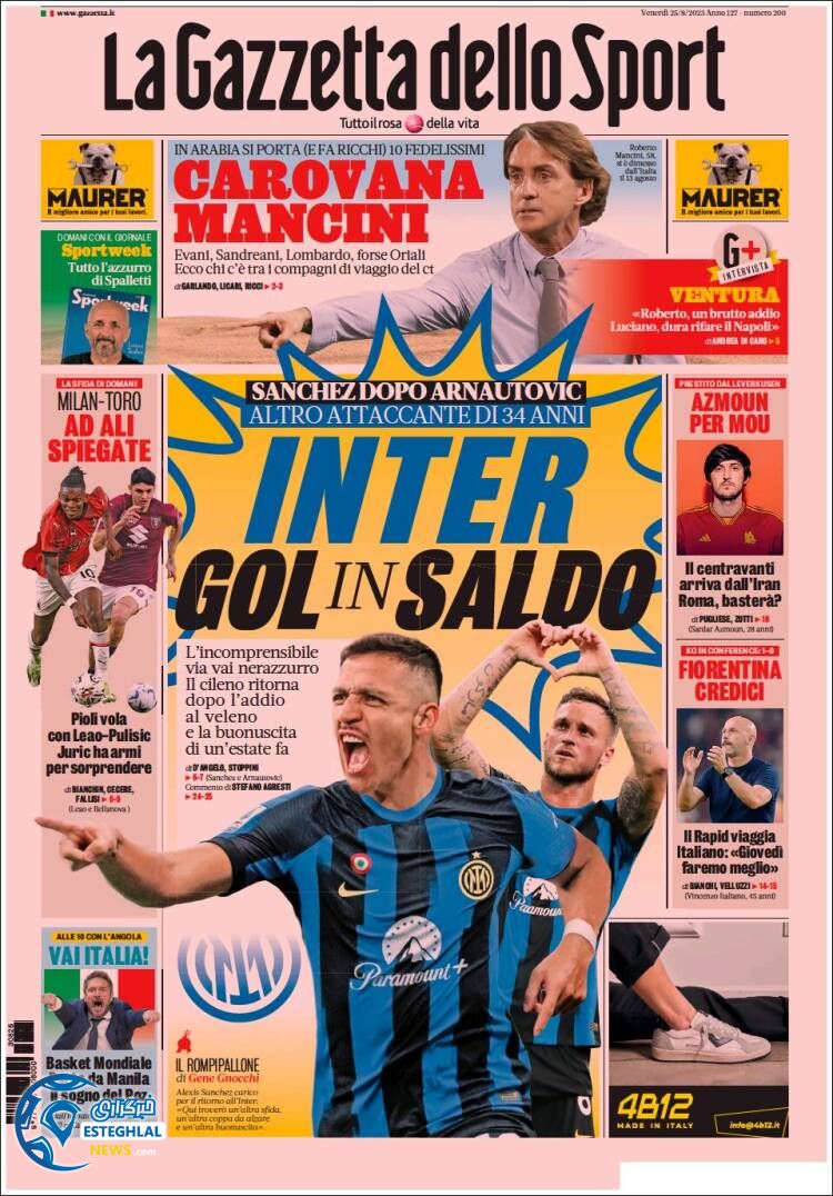 روزنامه ورزشی گاتزتا دلو اسپورت جمعه 3 شهریور 1402 