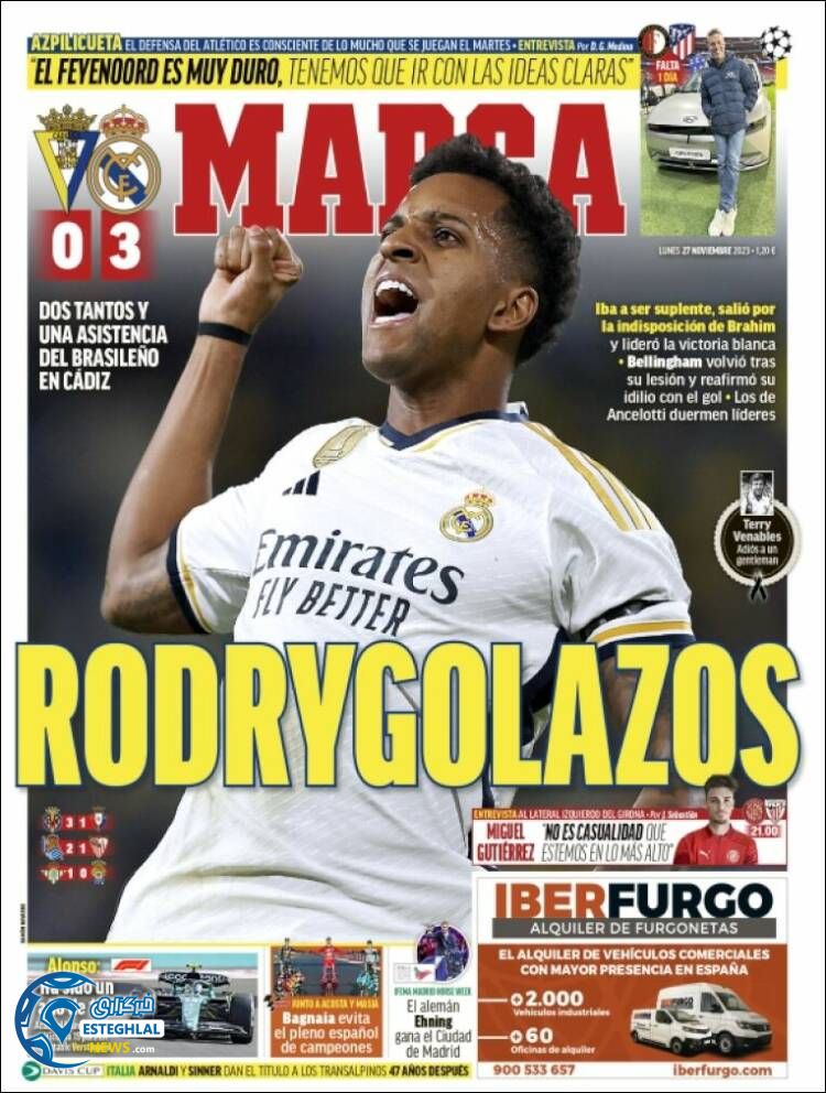 روزنامه ورزشی مارکا دوشنبه 6 آذر 1402 