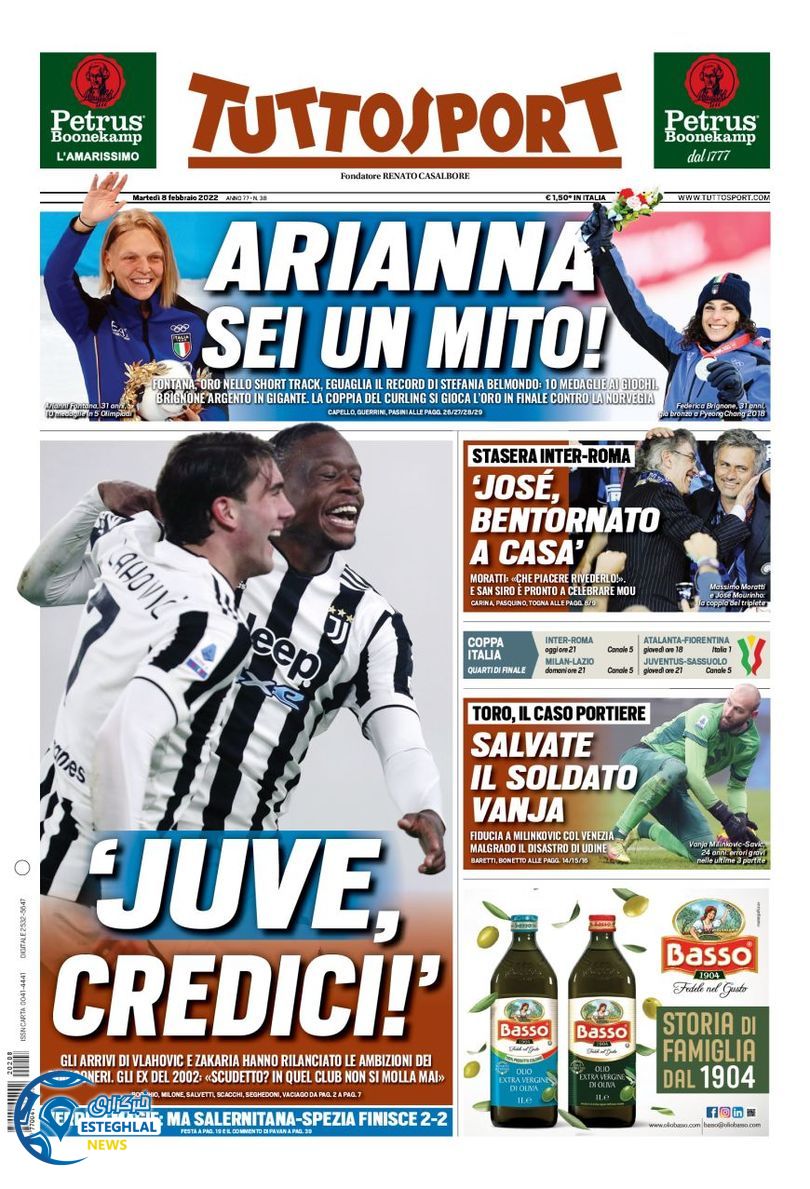 روزنامه ورزشی توتو اسپورت سه شنبه 19 بهمن 1400